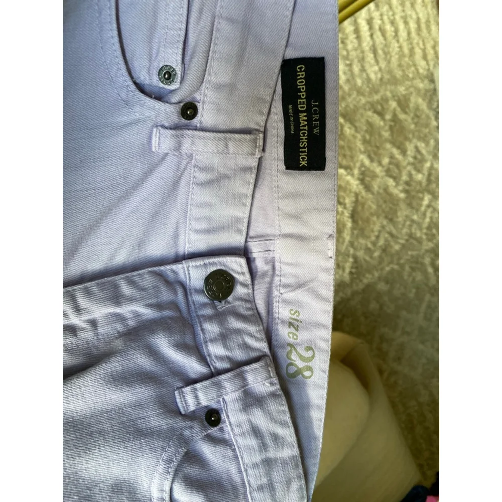 J. Crew Lilac Matchstick Jeans Cropped Sz 28 Preppy Pastel Clean Cotton Brunch